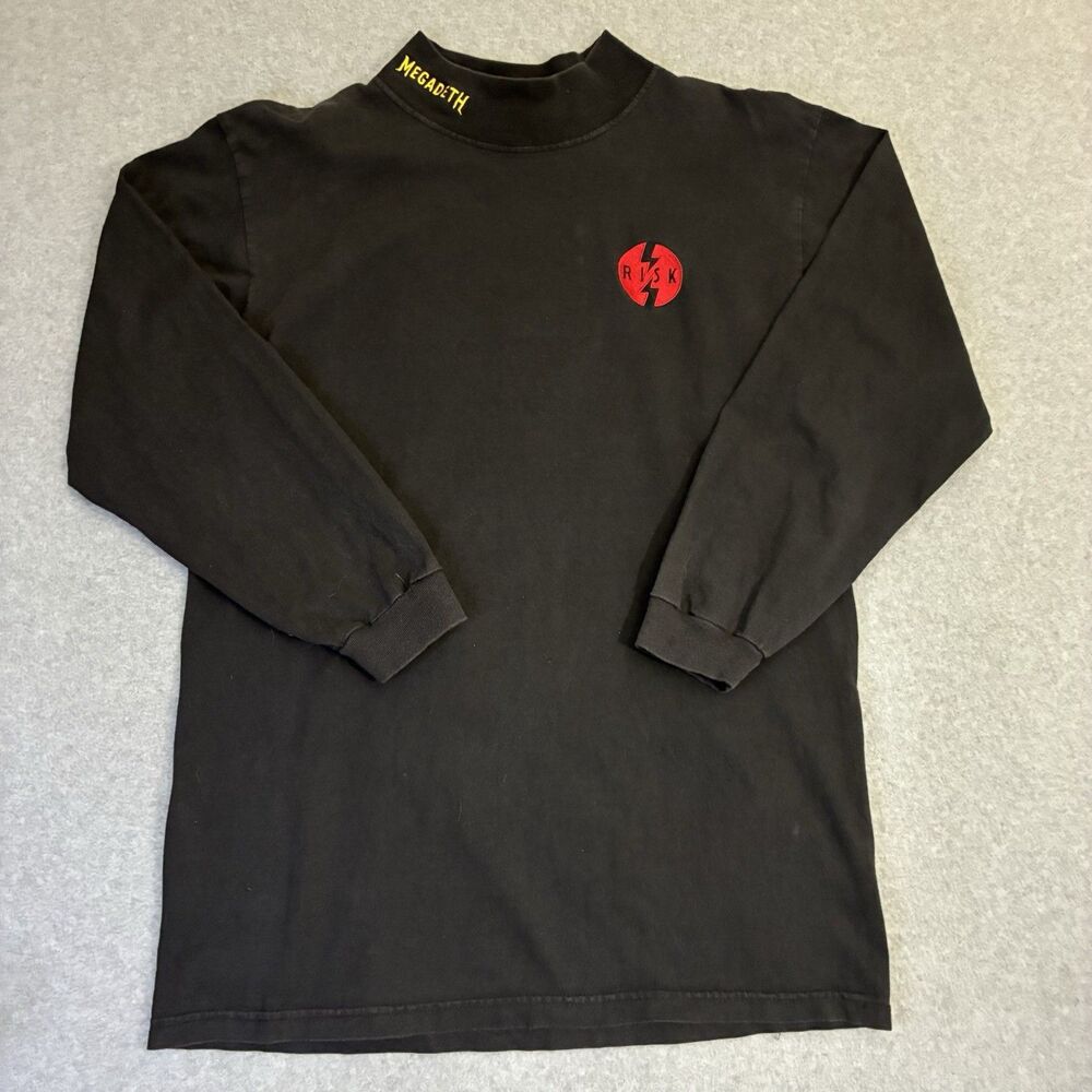 Vintage Giant Megadeth Risk Mock Neck Long Sleeve Shirt Black Men’s Large USA